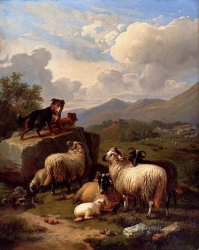 ユージン・ヨーゼフ・フェルベックホーフェン Painting - 警戒中 ユージン・フェルベックホーフェン 動物 牧羊犬